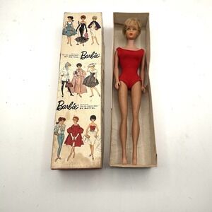 Mattel 1962 VINTAGE BUBBLE CUT Ash Blonde Barbie Doll Original Box Japan With Ta